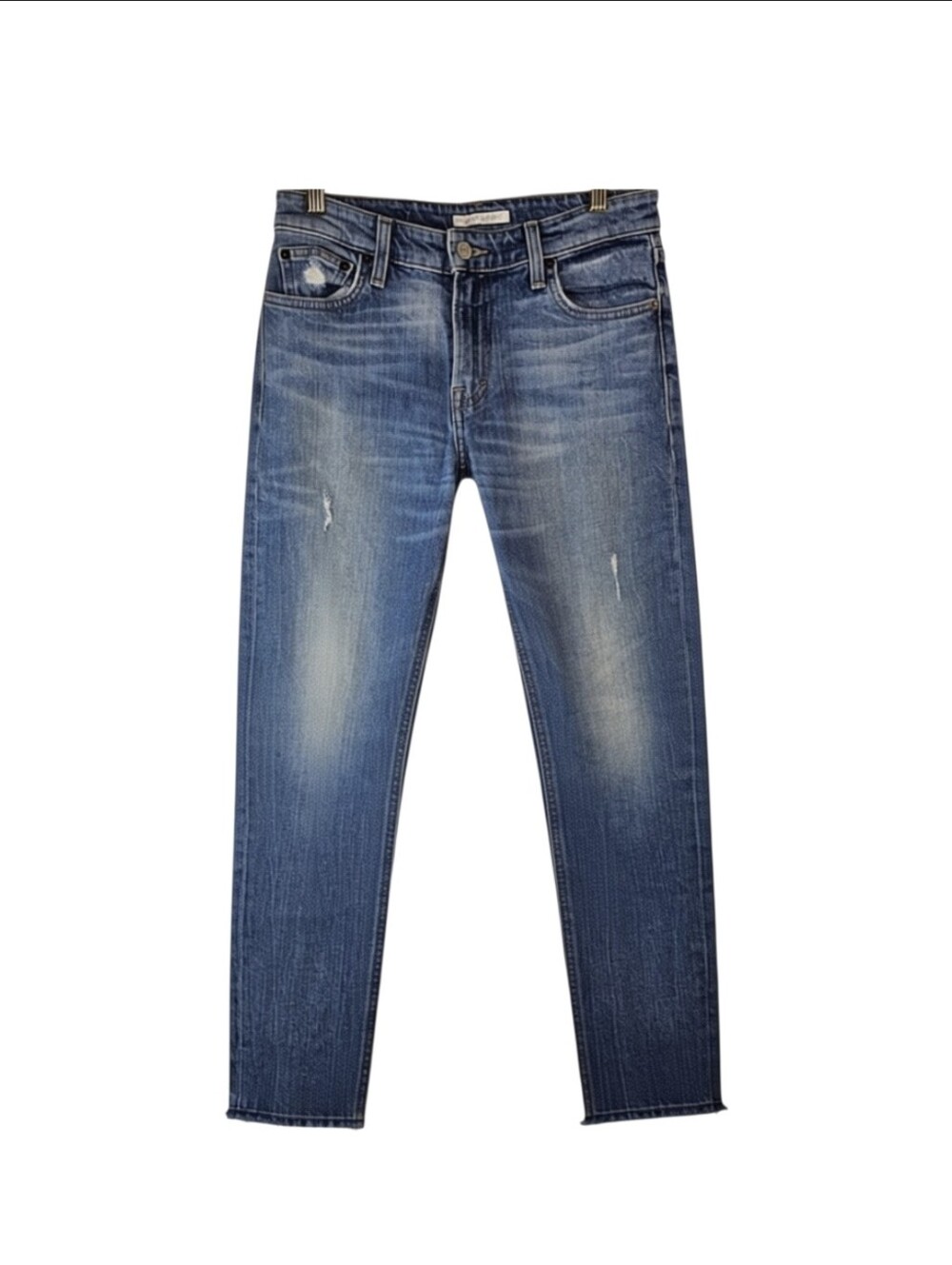 Lucky Brand Womens 00/24 Sienna Mid Rise Boyfriend Distressed Raw Hem Jeans Blue